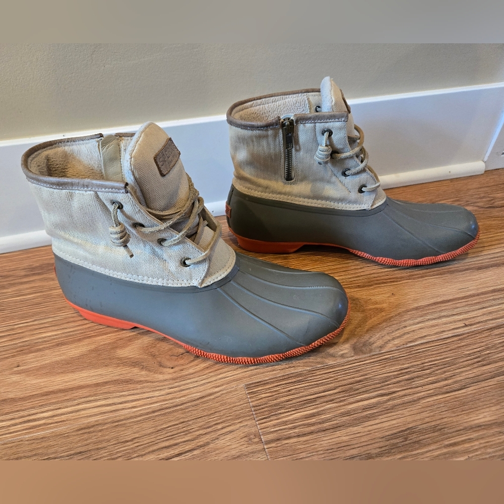 Sperry Women's 12 Saltwater Ankle Pop Out sole Duck Rain BOOTS